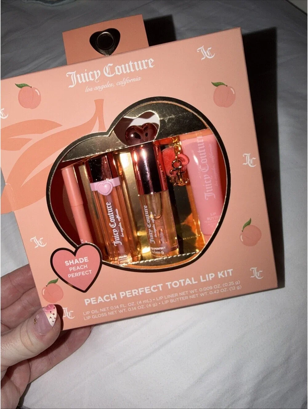 Juicy Couture Peach Perfect Total Lip Kit 4 Pc Lip Oil Lip Liner Lip Gloss Lip